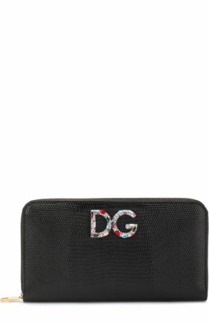 Кожаное портмоне с тиснением Dauphine Dolce & Gabbana. Цвет: синий
