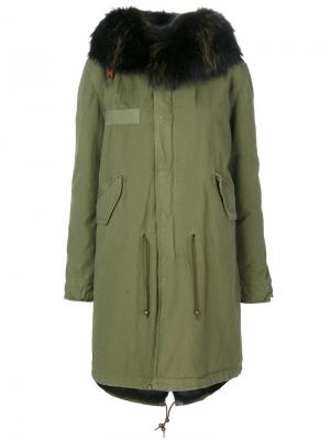Пальто с отделкой на капюшоне Mr & Mrs Italy. Цвет: зелёный