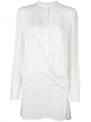 Атласная блузка с драпировкой DKNY. Цвет: белый