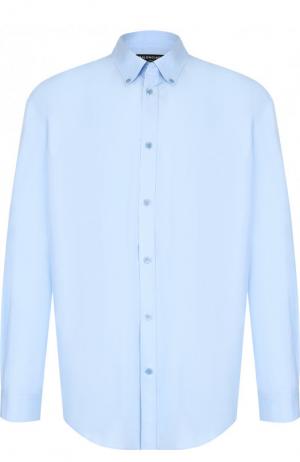Хлопковая рубашка свободного кроя Balenciaga. Цвет: голубой