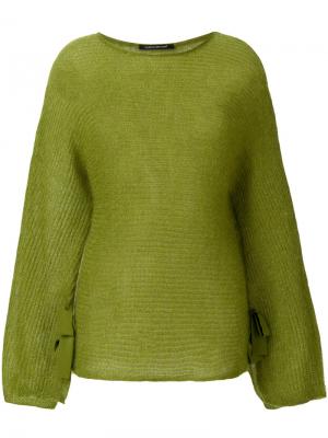 Прозрачный свитер с бантами на рукавах Luisa Cerano. Цвет: зелёный