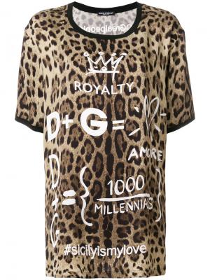Футболка с леопардовым рисунком и принтами Dolce & Gabbana. Цвет: чёрный