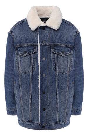 Джинсовая куртка с меховой отделкой Denim X Alexander Wang. Цвет: синий