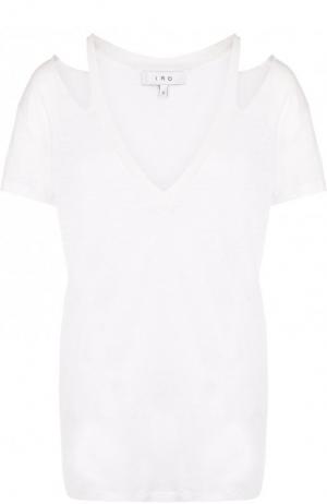 Однотонная льняная футболка с V-образным вырезом Iro. Цвет: белый