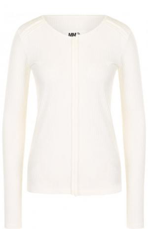 Пуловер фактурной вязки с круглым вырезом Mm6. Цвет: белый