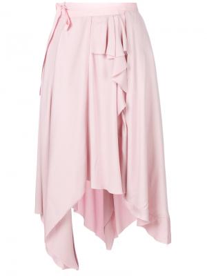 Асимметричная юбка с драпировкой Erika Cavallini. Цвет: розовый и фиолетовый