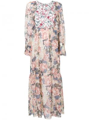 Длинное платье с цветочным принтом See By Chloé. Цвет: телесный