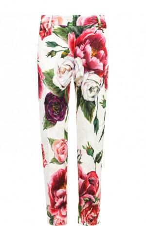 Укороченные брюки из смеси хлопка и шелка с принтом Dolce & Gabbana. Цвет: разноцветный