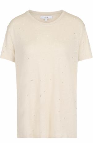 Льняная футболка с круглым вырезом Iro. Цвет: кремовый