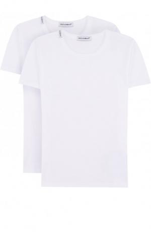 Хлопковый комплект из двух футболок Dolce & Gabbana. Цвет: белый