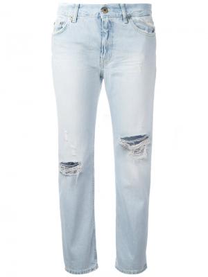 Укороченные джинсы с рваными деталями Dondup. Цвет: синий