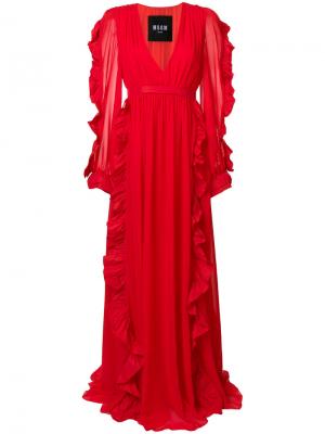 Вечернее платье с оборками MSGM. Цвет: красный