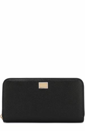 Кожаный кошелек на молнии с логотипом бренда Dolce & Gabbana. Цвет: черный