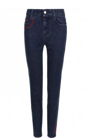 Укороченные джинсы-скинни с потертостями Stella McCartney. Цвет: синий