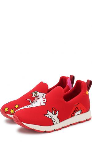 Текстильные кроссовки без шнуровки Dolce & Gabbana. Цвет: красный