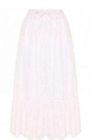 Однотонная хлопковая юбка-миди MCQ. Цвет: белый