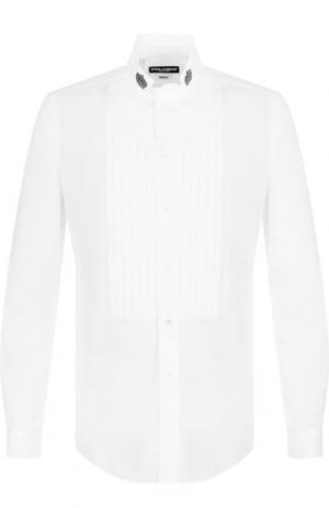 Хлопковая сорочка под смокинг Dolce & Gabbana. Цвет: белый