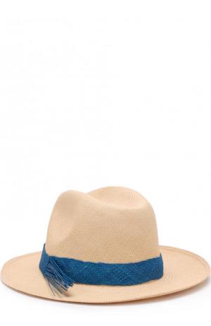 Соломенная шляпа с плетеной лентой Artesano. Цвет: кремовый