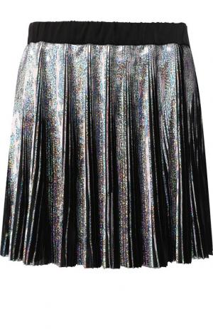 Мини-юбка со складками и эластичным поясом Balmain. Цвет: серебряный