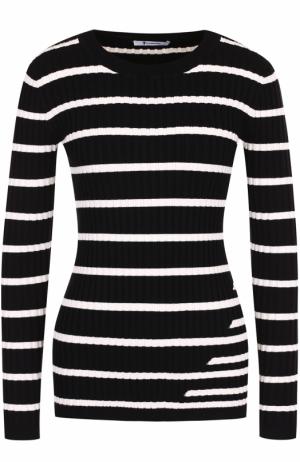Облегающий пуловер фактурной вязки в полоску T by Alexander Wang. Цвет: черно-белый