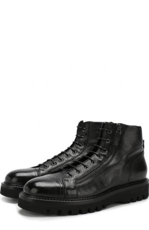 Высокие кожаные ботинки на шнуровке с внутренней меховой отделкой W.Gibbs. Цвет: черный