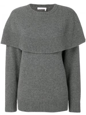 Трикотажный свитер с накидкой Chloé. Цвет: серый