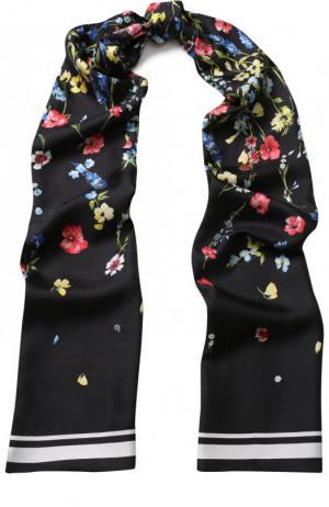 Шелковый палантин с цветочным принтом Escada. Цвет: черный