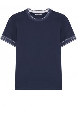 Хлопковая футболка с логотипом бренда Dolce & Gabbana. Цвет: синий