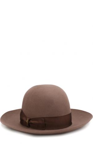 Фетровая шляпа с лентой Borsalino. Цвет: светло-коричневый