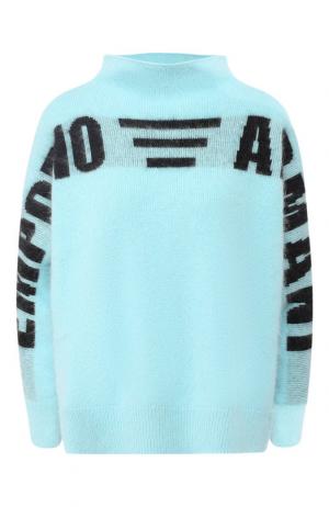 Вязаный пуловер с воротником-стойкой Emporio Armani. Цвет: голубой