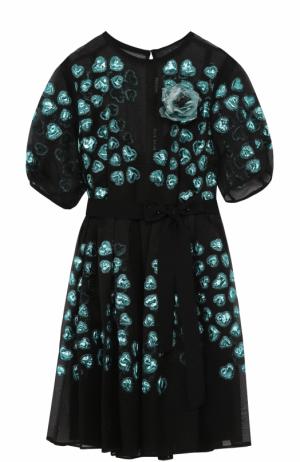 Приталенное шелковое мини-платье Elie Saab. Цвет: черный