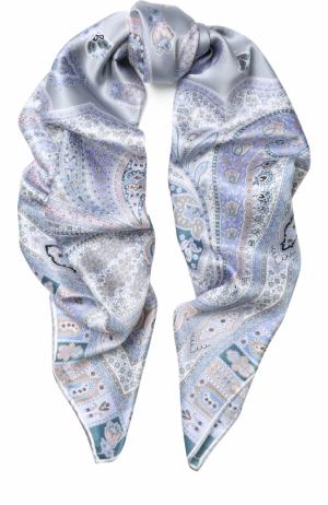 Шелковый платок с принтом Michele Binda. Цвет: светло-голубой