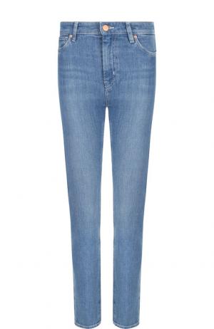 Джинсы прямого кроя с потертостями MiH Jeans. Цвет: синий