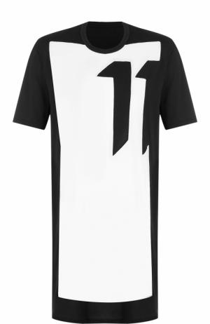 Удлиненная хлопковая футболка с принтом 11 by Boris Bidjan Saberi. Цвет: черно-белый