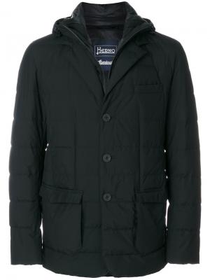 Дутая куртка-пиджак с капюшоном Herno. Цвет: чёрный