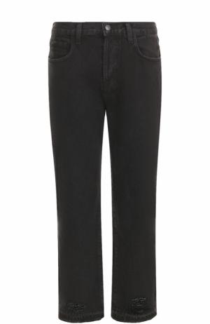 Укороченные джинсы с потертостями J Brand. Цвет: серый