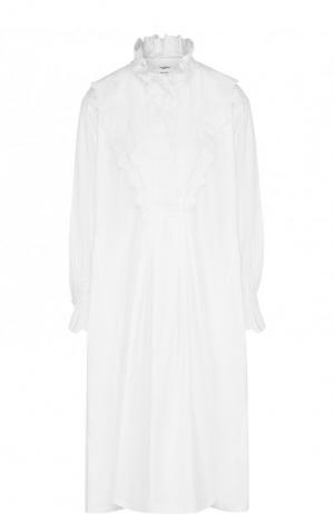 Хлопковое платье-рубашка с воротником-стойкой Isabel Marant Etoile. Цвет: белый