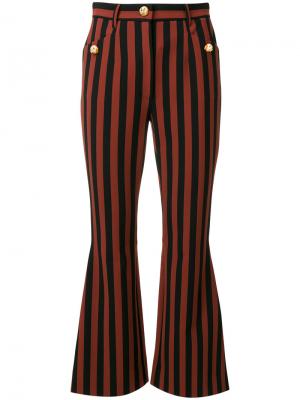 Полосатые брюки с пуговицами-собаками Dolce & Gabbana. Цвет: коричневый