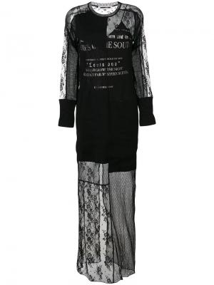 Длинное платье с кружевом McQ Alexander McQueen. Цвет: чёрный