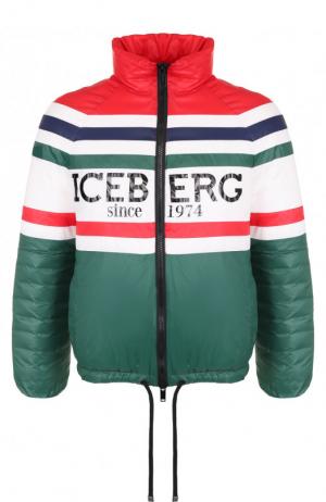 Утепленная куртка на молнии с принтом Iceberg. Цвет: разноцветный