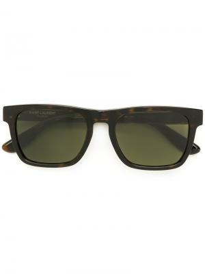 Классические квадратные солнцезащитные очки Saint Laurent Eyewear. Цвет: коричневый