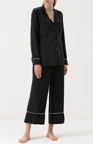 Шелковая пижама с укороченными брюками Equipment. Цвет: черный