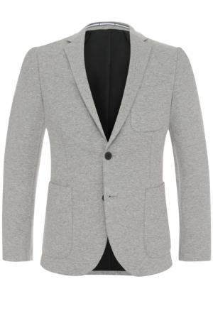 Однобортный приталенный пиджак BOSS. Цвет: серый