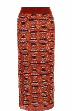 Шерстяная юбка-миди с широким поясом Missoni. Цвет: оранжевый