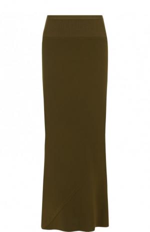 Однотонная юбка-миди с эластичным поясом Rick Owens. Цвет: темно-зеленый