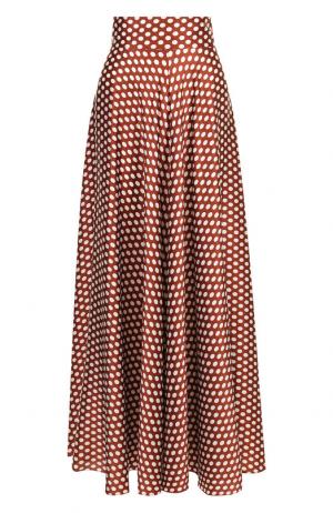 Шелковая юбка-макси в горох Diane Von Furstenberg. Цвет: светло-коричневый