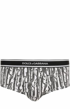 Хлопковые хипсы с принтом Dolce & Gabbana. Цвет: белый