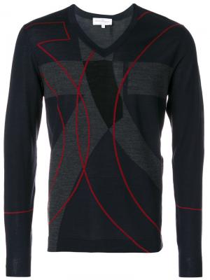 Пуловер дизайна колор-блок Salvatore Ferragamo. Цвет: синий