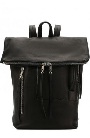 Кожаный рюкзак с внешним карманом на молнии Rick Owens. Цвет: черный