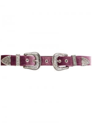 Ремень с двумя пряжками и заклепками B-Low The Belt. Цвет: розовый и фиолетовый